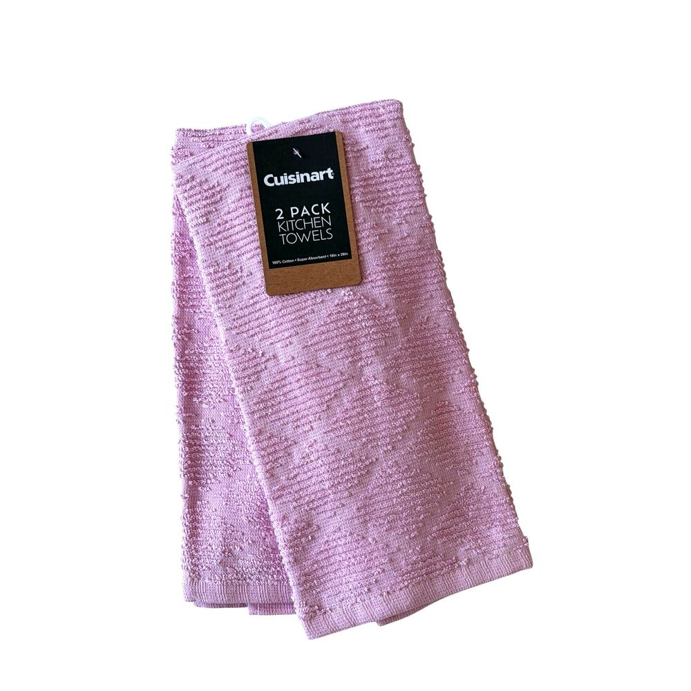 Cuisinart Kitchen Towels 2pc Pink Diamond 100% Cotton NEW